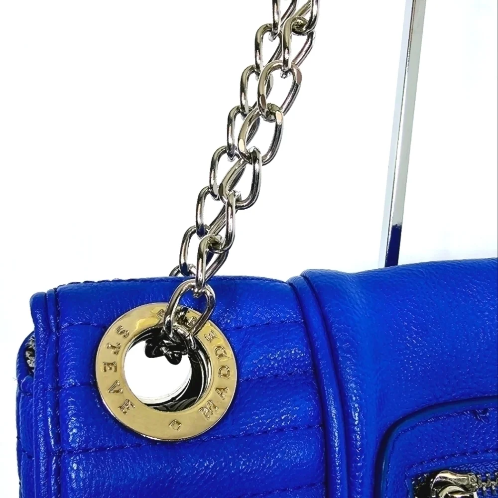 Steve Madden Electric Blue Tw/One Adjustable Silver Chain Straps Shoulder Bag
